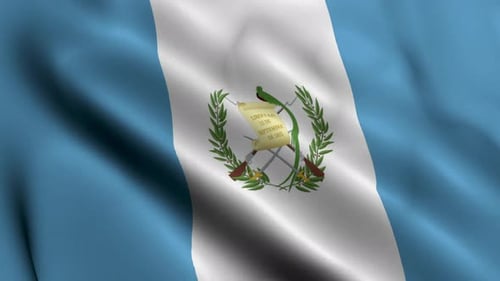 Waving Flag of Guatemala with Coat of Arms Loop