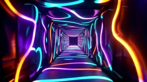 Futuristic Neon Light Tunnel Motion Background