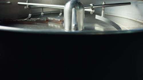 Close Up of Inside a Stainless Steel Machine