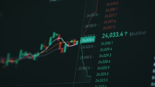 Stock Market Data on a Dark Screen