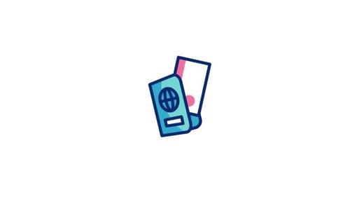 Animated Flat Design Travel Documents Passport and Ticket Icon