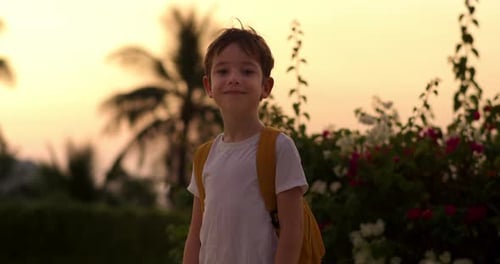 Portrait Handsome Child of a Happy Cute School Boy a Smiling School Boy a Little Boy with a Backpack