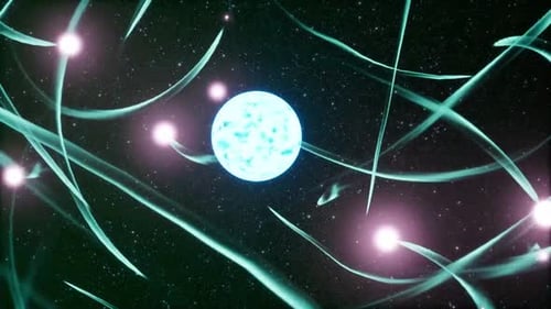 Lebendige blaue Kugel, die im Universum schwebt