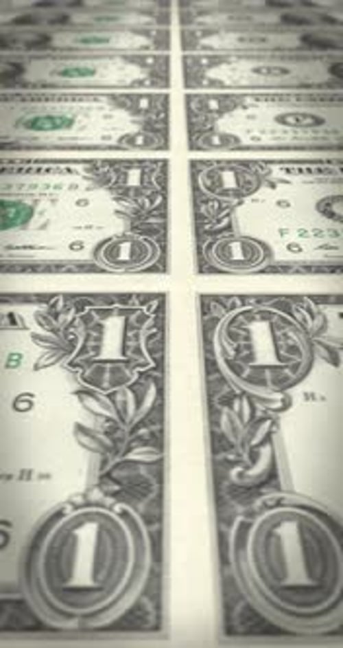 Moving US Dollar Bills Conveyor Belt Finance Background