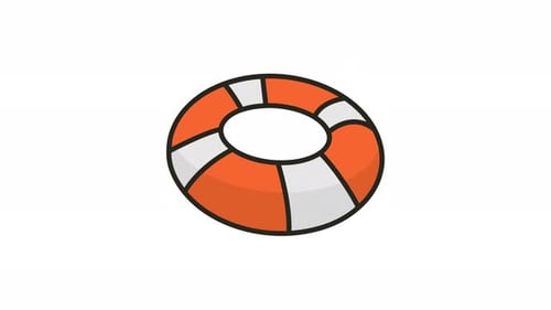 Animated Hand-Drawn Lifebuoy Icon for Water Safety