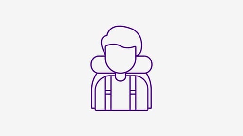 Minimalist Line Icon Animation: Backpacker with Bag