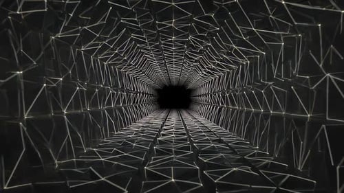 Futuristic Digital Tunnel With Glowing Geometric Plexus Lines
