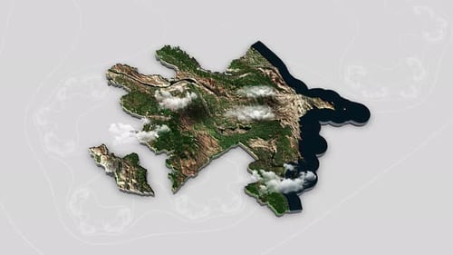 Azerbaijan Map 3D Animation with Realistic Moving Clouds