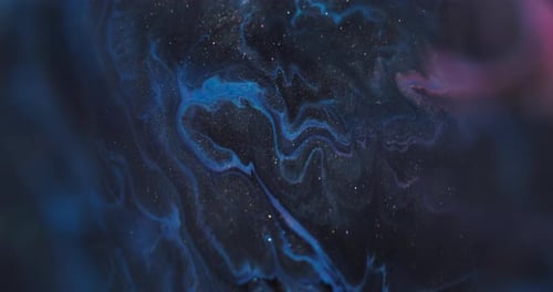 Abstract Swirls of Blue and Black with Glitter