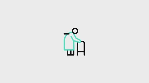 Minimalist Animated Elderly Person Walking Icon