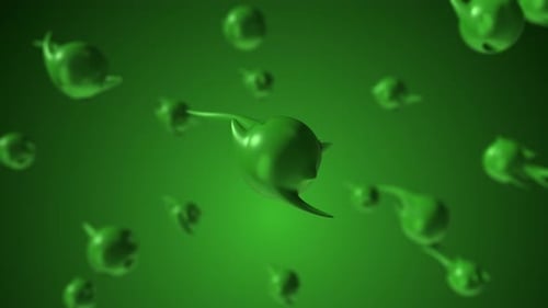 Abstract 3D background with green sprouts growing from smooth organic spheres , 4k , 60 fps