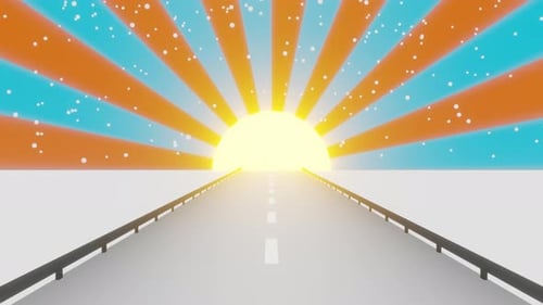 Cartoon Winter Road with Shining Sun and Snow Seamless Animation Background