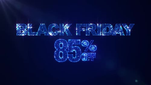Black Friday 85% Off Sparkling Blue Text Animation