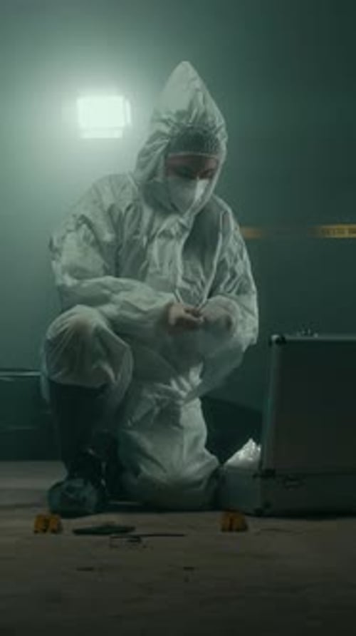 Forensic Expert Examining Crime Scene Evidence