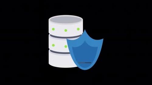 Animated Flat Design Data Server Security Icon
