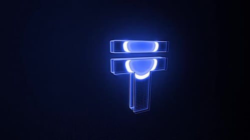 Blue Neon Glowing Symbol Reveal