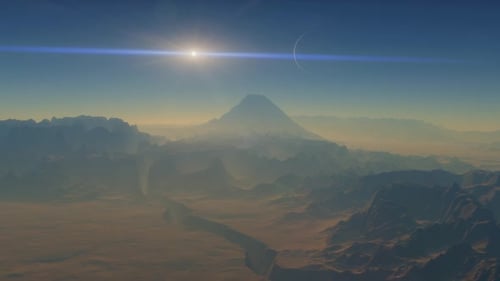 Felsige Oberfläche eines fremden Planeten