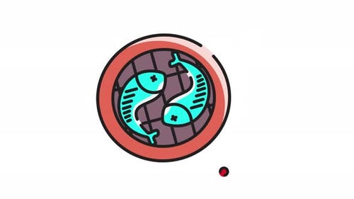 Animation fish grill icon. Motion graphic animation cooking themed