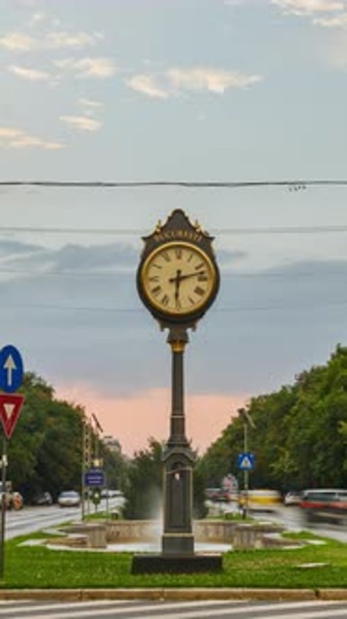 Time lapse of cars moving on the streets of Bucharest, Romania. Vertical