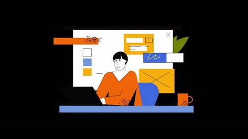 Creative Workspace Illustration with Modern Design Elements and Vibrant Colors