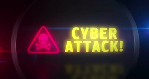 Digital Cyber Attack Warning Title with Glitch Effect