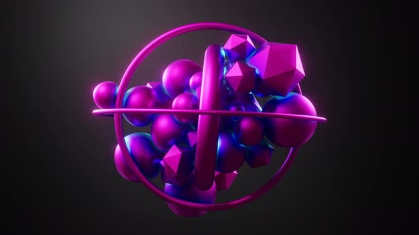 3d Abstract Motion Graphics with Flying Around Pinkish Blue Geometric ...