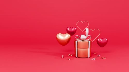 Romantic Gift Box Animation with Floating Hearts