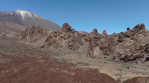 Aerial Drone View of Cliffs in Teide National Park on Tenerife on a Cloudless Summer Day