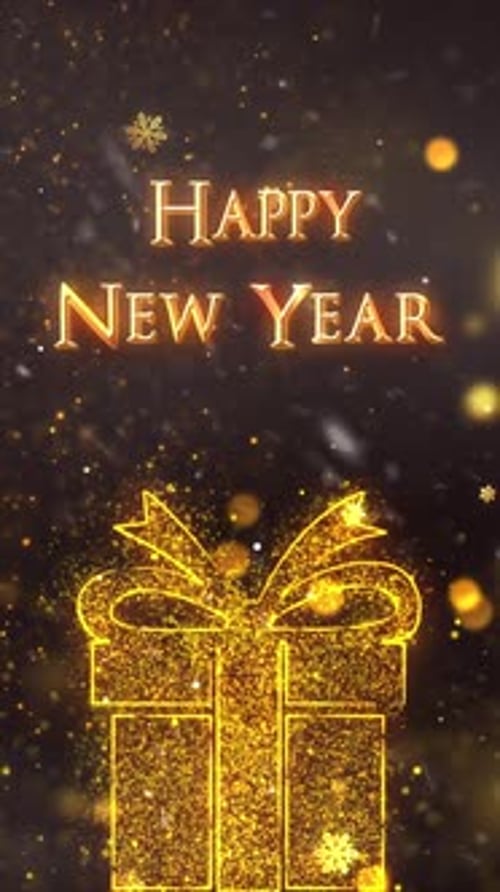 Happy New Year Glitter Gift Box Vertical Animation