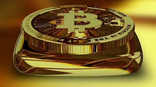 Elite Gold Bitcoin in Full Rotation, Finance, Looped, Coin, Cryptocurrency, Exclusive, Money