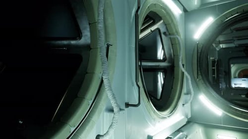 Innenraum der Raumstation im Weltraum