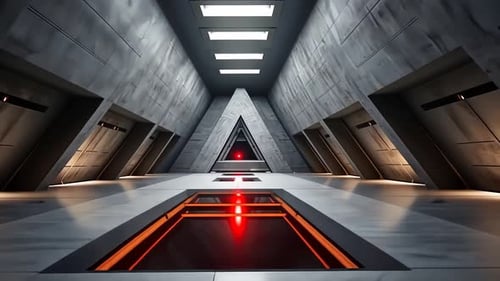 Futuristic corridor with triangular design (1)