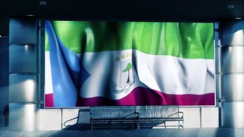 Equatorial Guinea Flag Waving on Modern Outdoor Digital Screen