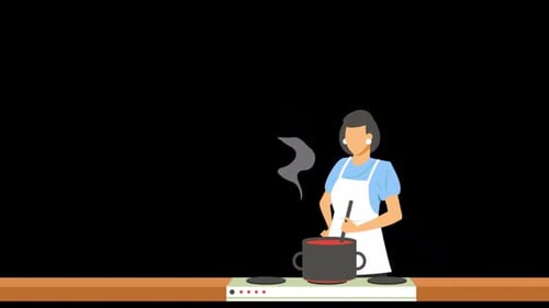Hausfrau kocht in der Küche Alpha-Kanal