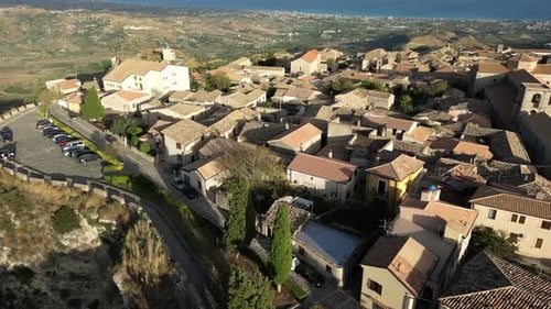 Aerial video of Italian Medieval village of Gerace, Calabria