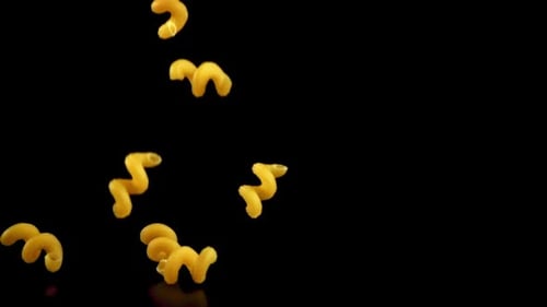Super Slow Motion Dry Pasta Falls Filmed on a Highspeed Camera at 1000 Fps