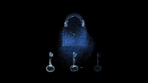 Digital Padlock and Keys Particle Reveal Animation
