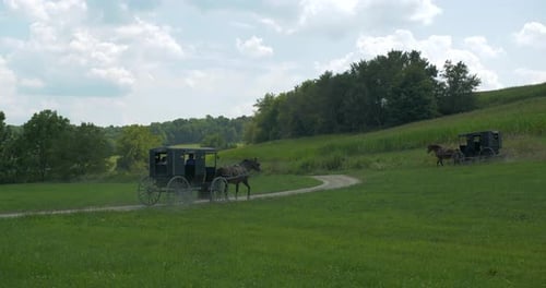Amish Country, Ohio / United States - August 7 2018: Amish Buggies