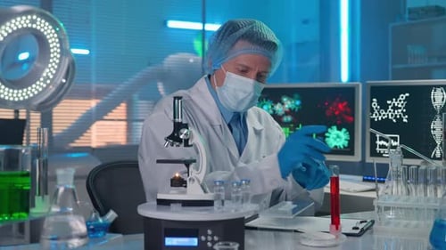 Scientist Conducts Medical Research in a Modern Laboratory