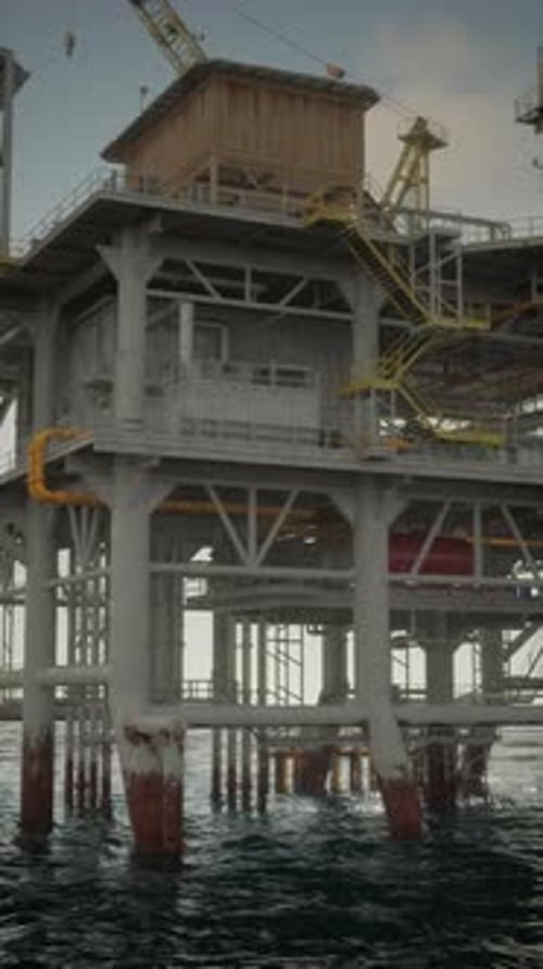 Massive Oil Platform Rising From Ocean