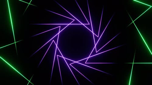 Purple And Turquoise Neon Lights Moving In Triangles Background Vj Loop In 4K