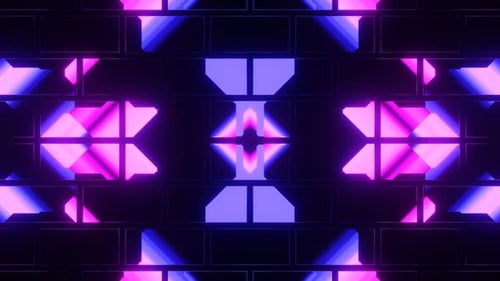 Neon lights creating a kaleidoscopic pattern