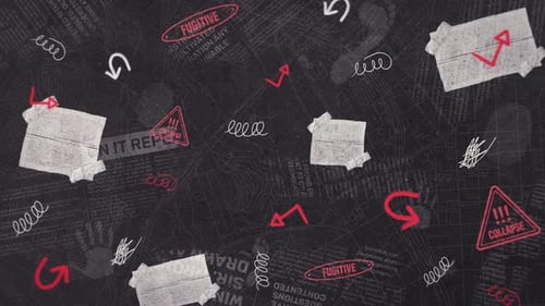 Animated Grunge Overlay with Mystery Clues and Warning Signs