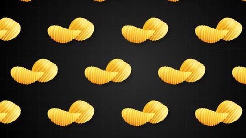 Animated Wavy Potato Chips Seamless Pattern Background