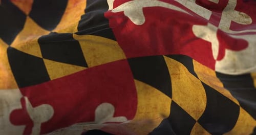 Grungy Maryland Flag Waving With Fabric Texture