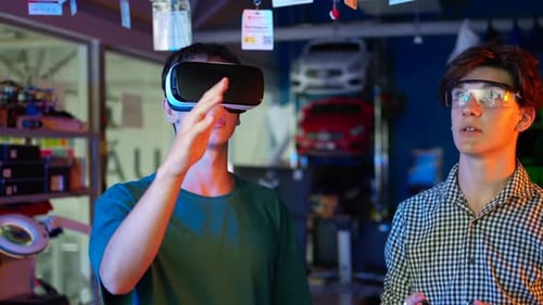 Young Men Exploring Virtual Reality Technology