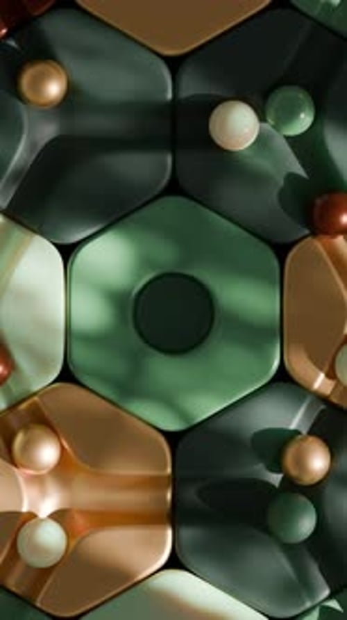 3D Isometric Hexagons and Spheres Animation