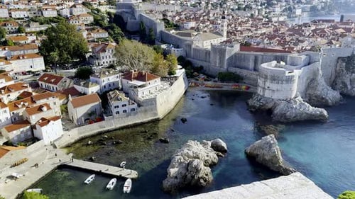 View from Fort Lovrijenac Overlooking Dubrovnik’s Old Town and City Walls Along the Adriatic Sea