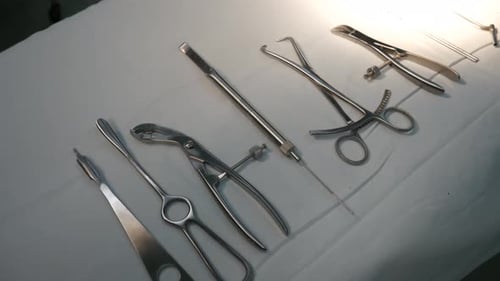 Surgical Instruments on the Table in Operating Room