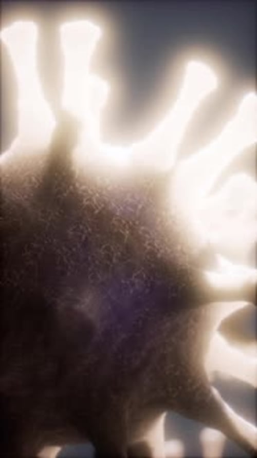 3D Virus Microorganism with Spikes and Glowing Protrusions